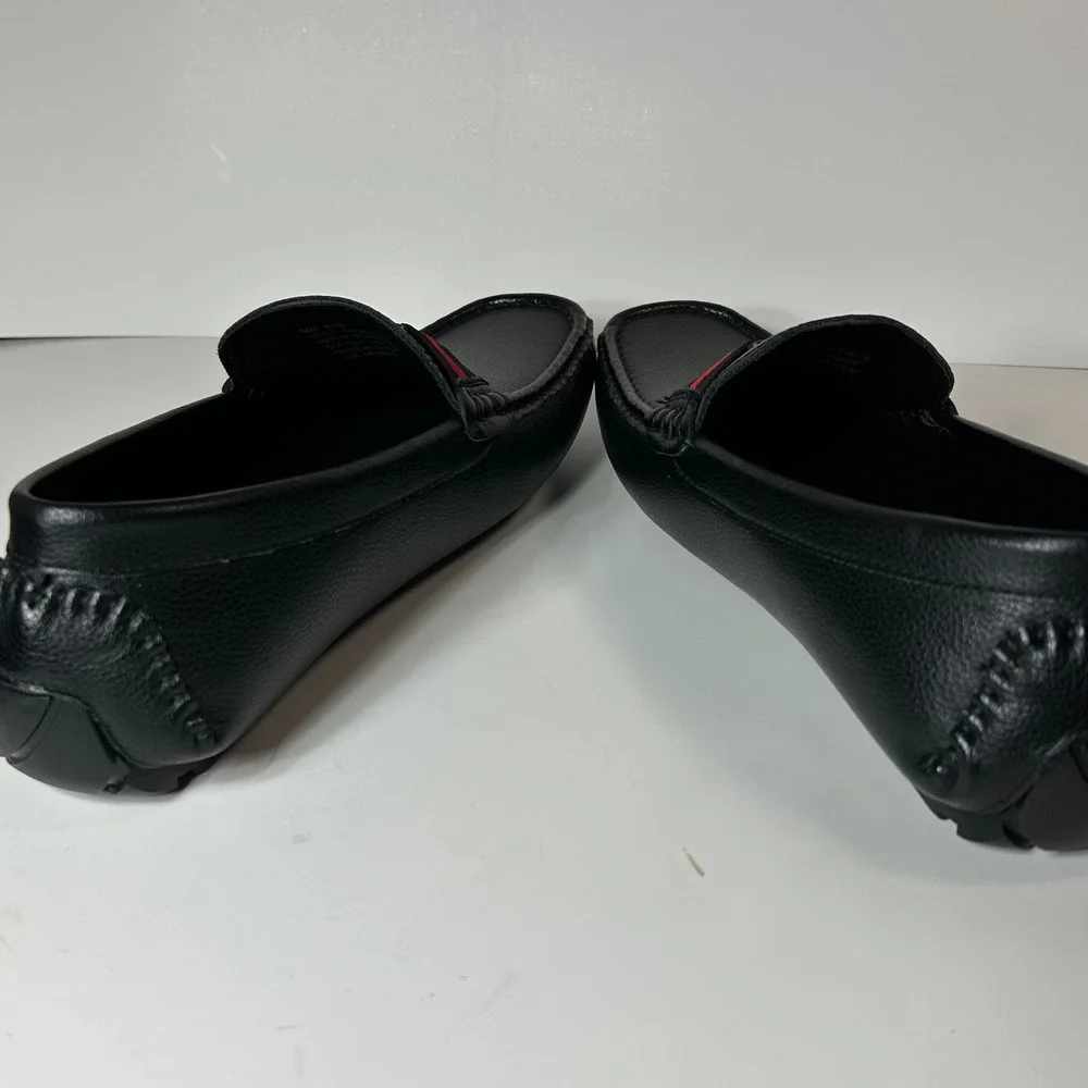 Guess GMASKERS Mens Black Pebbled Driving Loafers G Logo Webbing Size 8.5M